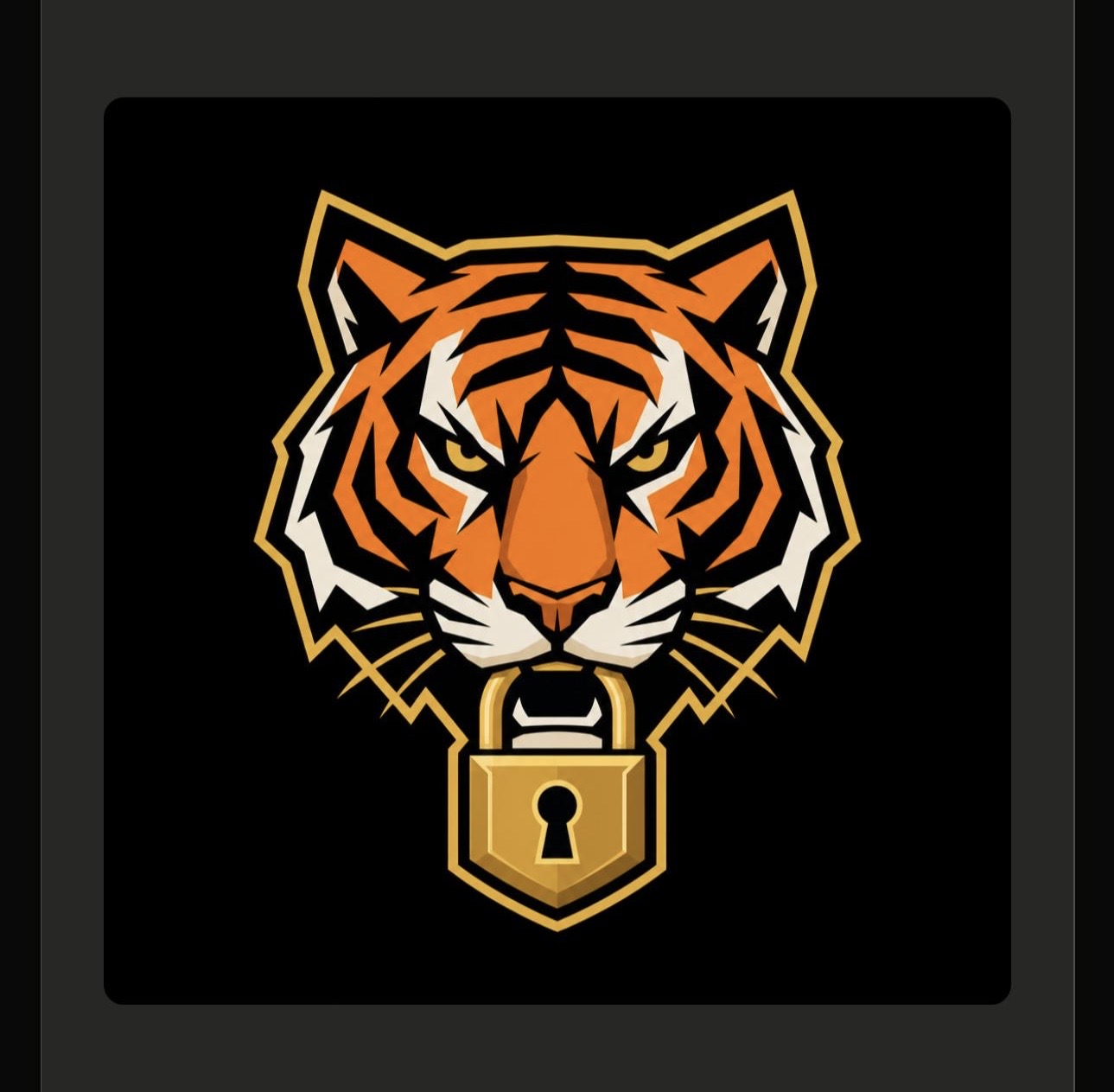 Logo Planète Serrures — tigre au cadenas doré