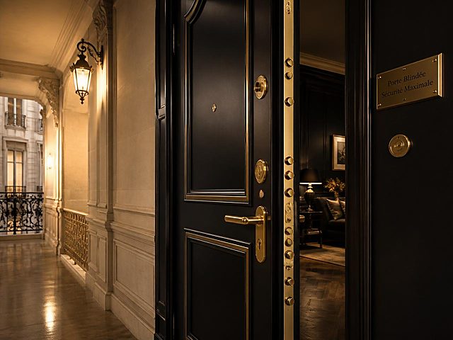 Intervention de serrurerie sur une porte blindée parisienne : serrure multipoints de haute sécurité prête à recevoir un cylindre adaptable de très haute sûreté SECURIER RB-LOCKS